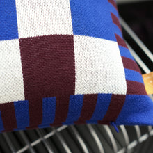 Load image into Gallery viewer, Cobalt & Merlot Knit Pillow Cover – Bold Color-Block Design | Studio Grid Series
