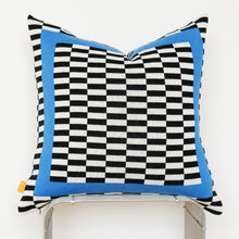 Load image into Gallery viewer, Optic Check Pillow Cover - Checkerboard with Azure Frame | Studio Grid Series