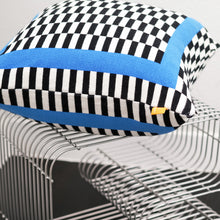 Load image into Gallery viewer, Optic Check Pillow Cover - Checkerboard with Azure Frame | Studio Grid Series