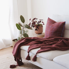 Load image into Gallery viewer, Textured Raised Stripes Rib Knit Throw Blanket with Tassels 50x60