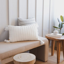 Load image into Gallery viewer, Ribbed Lumbar Pillow Cover with Tassels 14x22