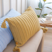Load image into Gallery viewer, Ribbed Lumbar Pillow Cover with Tassels 14x22