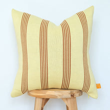 Load image into Gallery viewer, Warm Multi-Stripe Pillow Cover – Soft Citron & Rust