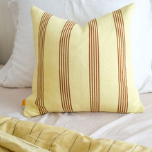 Load image into Gallery viewer, Warm Multi-Stripe Pillow Cover – Soft Citron & Rust
