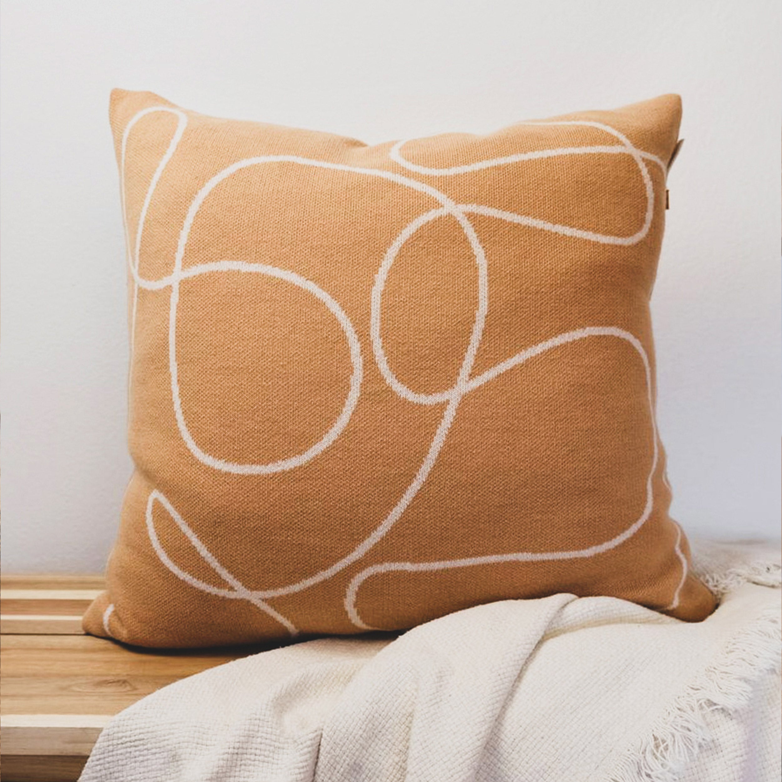 Abstract Loop Cotton Pillow Cover – Modern Knit in Warm Neutrals – Lumi ...