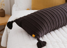 Load image into Gallery viewer, Rib Knit Lumbar Pillow Cover with Tassels
