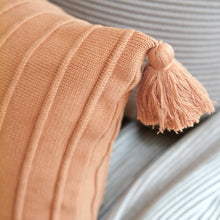 Load image into Gallery viewer, Ribbed Lumbar Pillow Cover with Tassels 14x22
