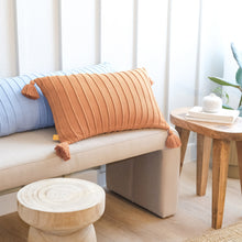 Load image into Gallery viewer, Ribbed Lumbar Pillow Cover with Tassels 14x22
