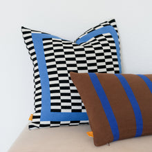 Load image into Gallery viewer, Optic Check Pillow Cover - Checkerboard with Azure Frame | Studio Grid Series
