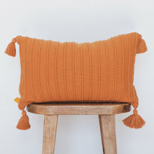 Load image into Gallery viewer, Ribbed Lumbar Pillow Cover with Tassels 14x22
