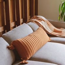 Load image into Gallery viewer, Rib Knit Lumbar Pillow Cover with Tassels

