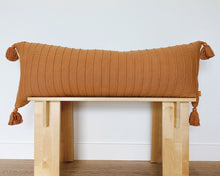 Load image into Gallery viewer, Rib Knit Lumbar Pillow Cover with Tassels
