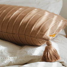 Load image into Gallery viewer, Rib Knit Lumbar Pillow Cover with Tassels
