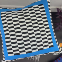 Load and play video in Gallery viewer, Optic Check Pillow Cover - Checkerboard with Azure Frame | Studio Grid Series
