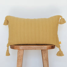 Load image into Gallery viewer, Ribbed Lumbar Pillow Cover with Tassels 14x22
