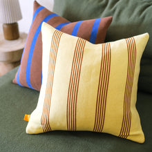 Load image into Gallery viewer, Warm Multi-Stripe Pillow Cover – Soft Citron &amp; Rust
