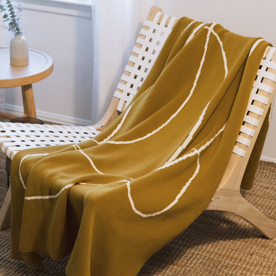 Abstract Line Cotton Throw Blanket