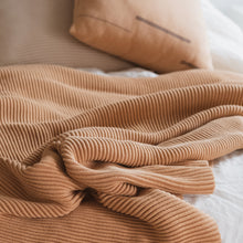 Load image into Gallery viewer, Textured Raised Stripes Rib Knit Throw Blanket with Tassels 50x60
