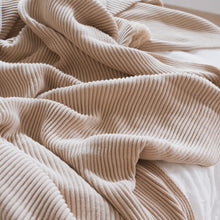 Load image into Gallery viewer, Textured Raised Stripes Rib Knit Throw Blanket with Tassels 50x60

