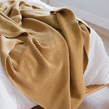 Load image into Gallery viewer, Textured Raised Stripes Rib Knit Throw Blanket with Tassels 50x60
